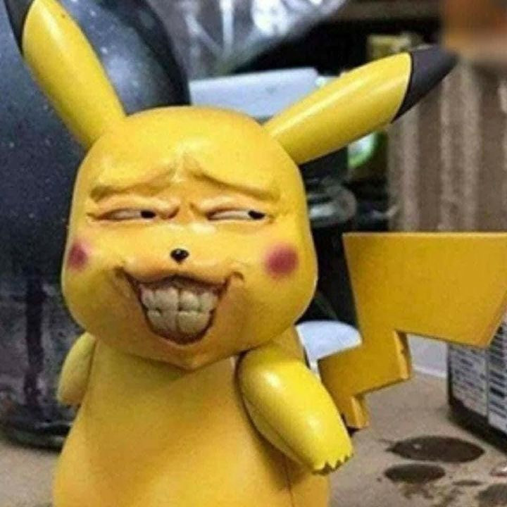 Pikachu ugly face smile
