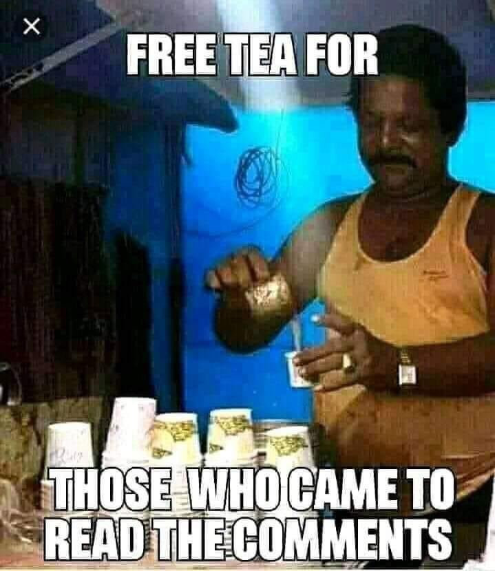 Free tea for those who came to read the comments