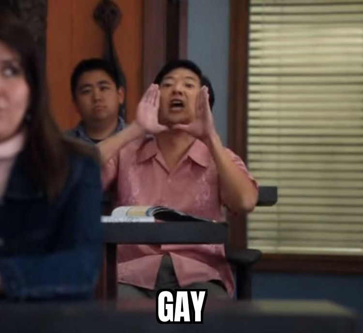 Asian guy shouting: GAY