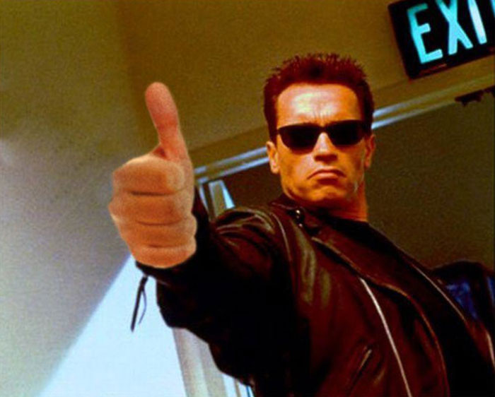 Terminator thumbs up meme Arnold Schwarzenegger