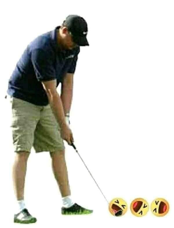 Playing golf with haha emoji reaction