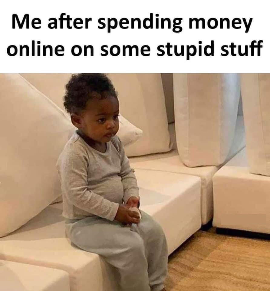 Me after spending money online on some stupid stuff - Meme
