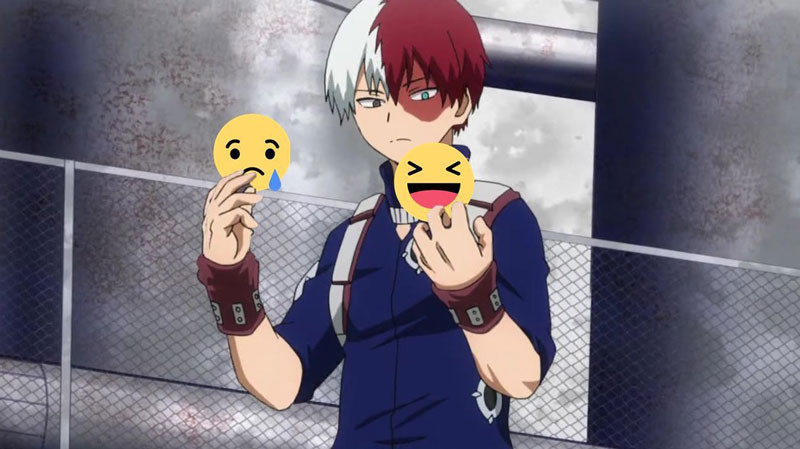 Anime character deciding to react Haha or Sad - Keep Meme