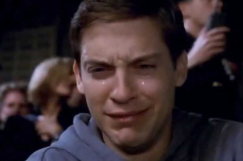 Peter Parker spider-man crying meme