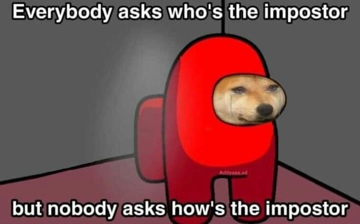 Among Us red dog: Everybody asks who's the impostor but nobody asks how's the impostor