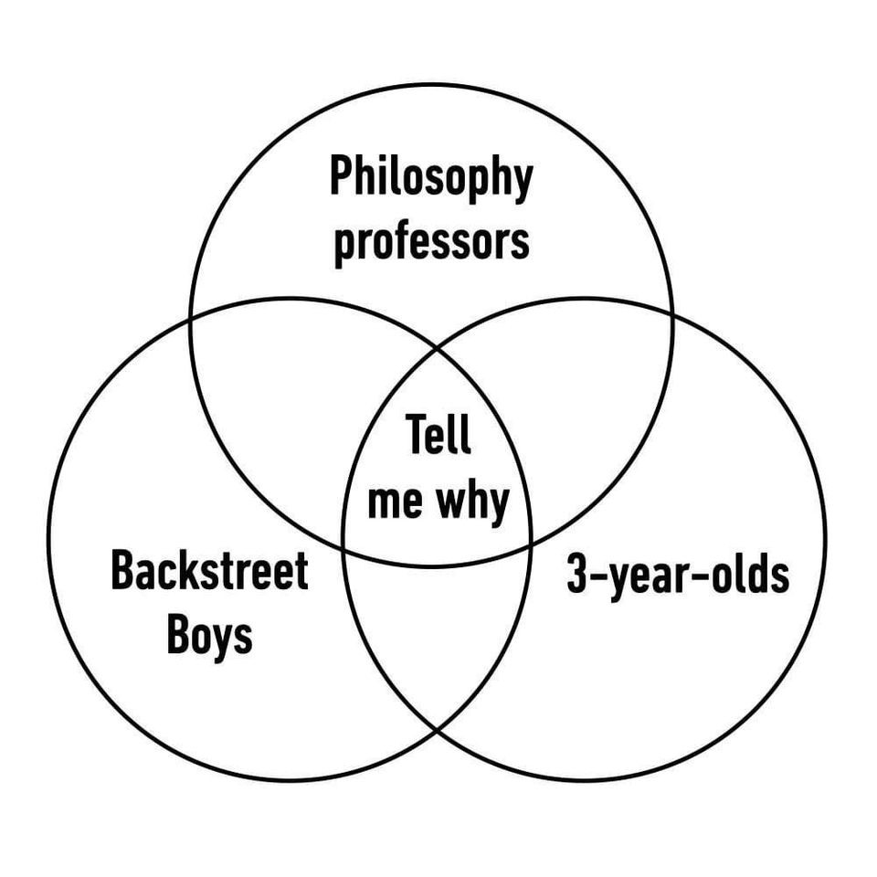 Philosophy professors and Backstreet Boys and 3-year-olds in common: Tell me why