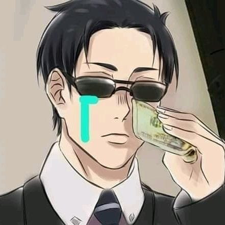 Manga guy wiping his tears by money cash meme