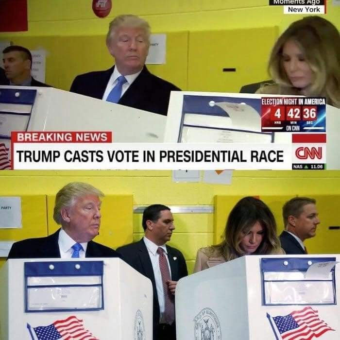 Trump looks at his wife Melania casting vote meme