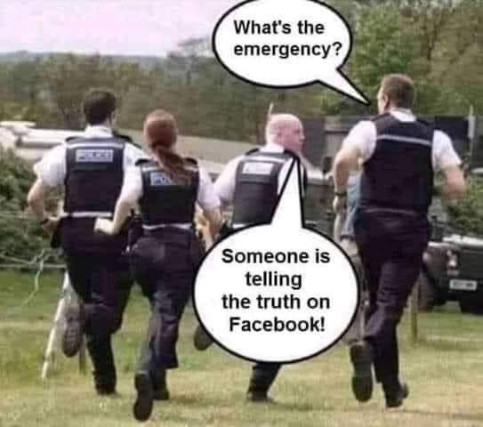 Someone is telling the truth on Facebook - Police running meme