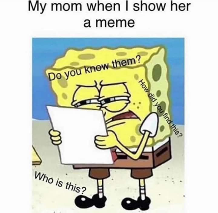 My mom when I show her a meme