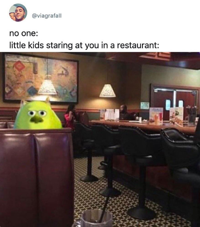 Little kids staring at you in a restaurant meme