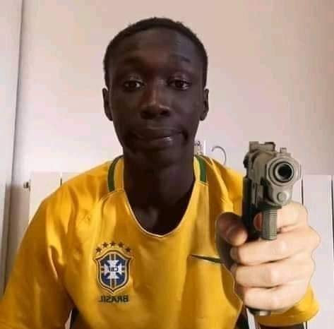 Black guy Khabane Lame pointing gun to camera meme