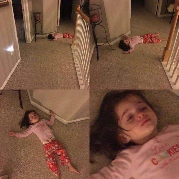 Sad baby girl lying on the floor meme