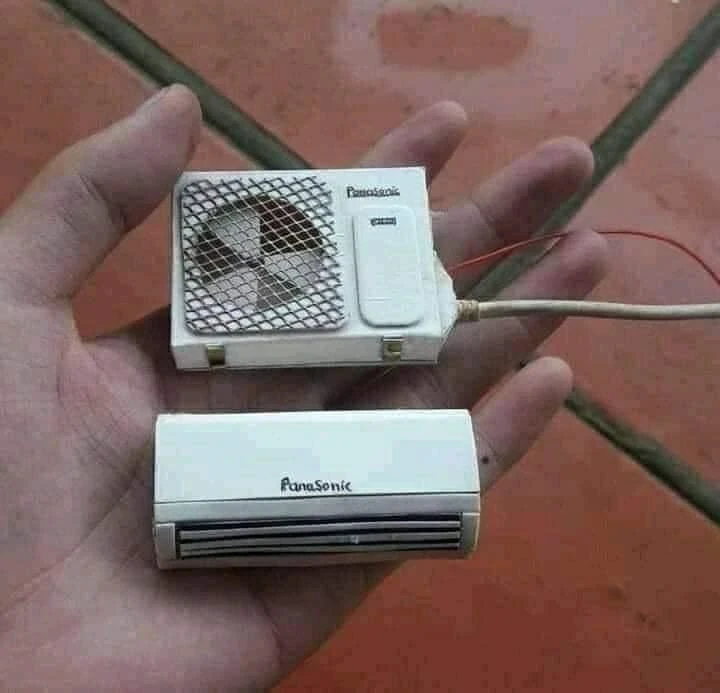 Super mini air conditioner in palm meme